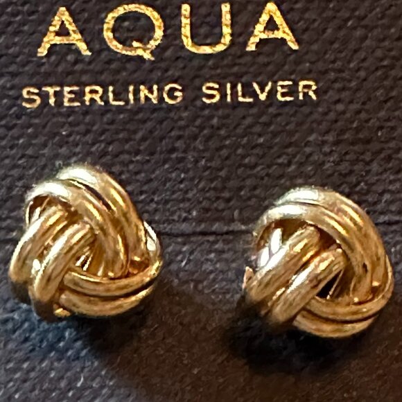 Aqua Gold Knot Earrings - Picture 1 of 3
